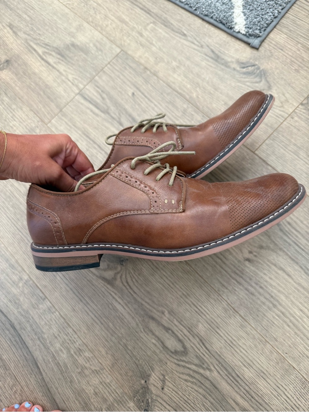 Steve Madden Men's Brown Leather Lace-Up Dress Shoes